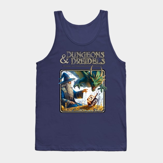 Funny Hanukkah Dreidel - Dungeons and Dreidels - A Spin on a Classic Game Tank Top by Shirt for Brains